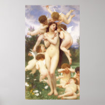 Retour de ressort par Bouguereau, anges vintages Affiches