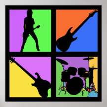 RÉTRO AFFICHE DE CARRÉS DE ROCK