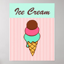 Rétro affiche de cornet de crème glacée de wagon-r