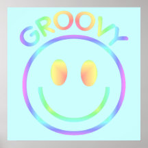 Rétro affiche de visage souriant en pastel super
