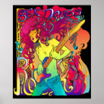 rétro affiche psychédélique de musique