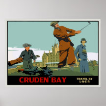 Rétro annonce de golf de l'Ecosse de baie de Crude Posters
