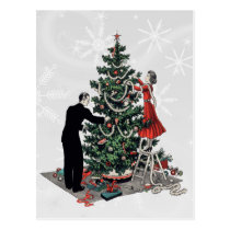 Rétro arbre de Noël cartes postales