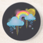 Rétro arc-en-ciel au néon dessous de verre