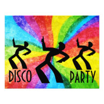 Rétro arc-en-ciel de soirée dansante invitations