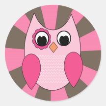 Rétro autocollant rose de hibou
