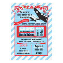 Rétro baby shower d'avion avec l'invitation de bil