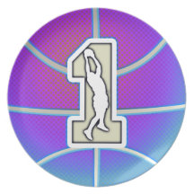 Rétro basket-ball du numéro un assiettes pour soirée