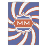 Rétro bleu blanc rouge en spirale de monogramme pa carte de vœux