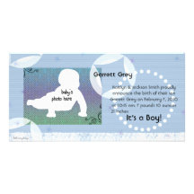 Rétro carte photo de faire-part de bébé bleu de ce cartes avec photo
