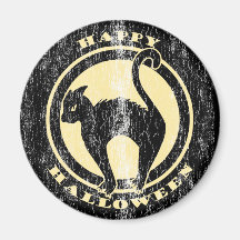 Rétro chat noir de Halloween Magnets Pour Réfrigérateur