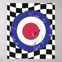 Rétro cible âgée de mod sur l'arrière - plan de co posters