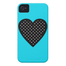 Rétro coeur noir de point de polka sur l'arrière - coques iPhone 4 Case-Mate