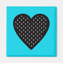 Rétro coeur noir de point de polka sur l'arrière - aimants pour réfrigérateur