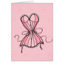 Rétro corset rose carte de vœux