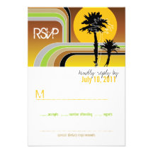 rétro coucher du soleil RSVP l'épousant tropical d Carton D'invitation