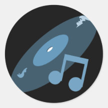 Rétro disque de musique et bleu de note autocollants