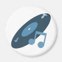 Rétro disque de musique et bleu de note magnets