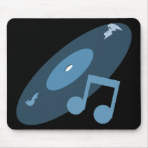 Rétro disque de musique et bleu de note tapis de souris