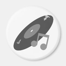 Rétro disque de musique et gris de note aimants