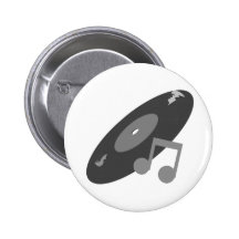 Rétro disque de musique et gris de note badges