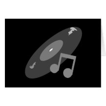 Rétro disque de musique et gris de note cartes de vœux