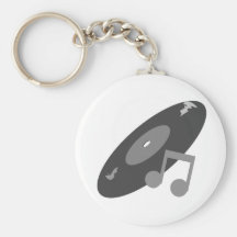 Rétro disque de musique et gris de note porte-clefs