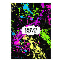 Rétro éclaboussure au néon fraîche de peinture sur invitations