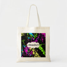 Rétro éclaboussure au néon fraîche de peinture sur sac en toile