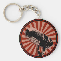 Rétro emblème rouge de microphone porte-clef