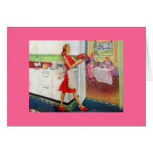 Rétro femme au foyer le thanksgiving carte de vœux