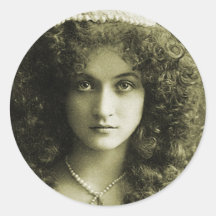 Rétro femme vintage du portrait 20s de sépia de fe adhésifs