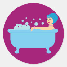 Rétro fille de bain moussant autocollants