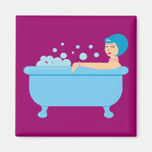 Rétro fille de bain moussant magnets pour réfrigérateur