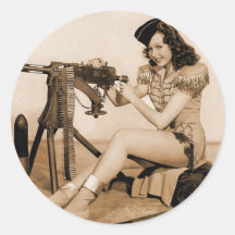 Rétro fille vintage d'artilleur de machine de femm autocollants