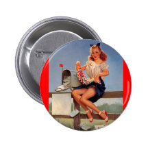 Rétro fille vintage de pin-up de boîte aux lettres pin's avec agrafe