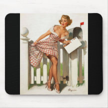 Rétro fille vintage de pin-up de boîte aux lettres tapis de souris