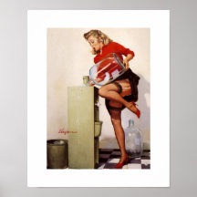 Rétro fille vintage de pin-up de bureau de Gil Elv Posters