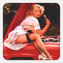 Rétro fille vintage de pin-up de mécanicien de voi adhésifs