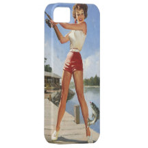 Rétro fille vintage de pin-up de pêche de Gil Elvg Coques iPhone 5
