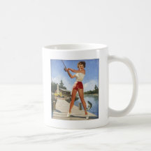 Rétro fille vintage de pin-up de pêche de Gil Elvg Tasse