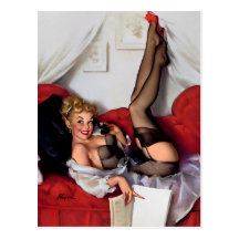Rétro fille vintage de pin-up de téléphone de Gil  Cartes Postales