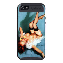 Rétro fille vintage de pin-up de téléphone de Gil  Coque iPhone 5