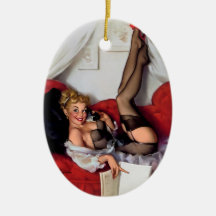Rétro fille vintage de pin-up de téléphone de Gil  Décorations De Noël