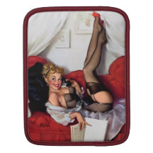 Rétro fille vintage de pin-up de téléphone de Gil  Poches iPad
