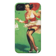 Rétro fille vintage de pin-up de temps de thé de G Coque iPhone 4 Case-Mate