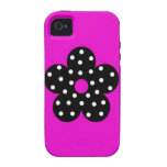Rétro fleur noire de pois sur l'arrière - plan pou coque iPhone 4/4S