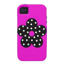 Rétro fleur noire de pois sur l'arrière - plan pou coque iPhone 4/4S