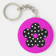 Rétro fleur noire de pois sur l'arrière - plan pou porte-clé