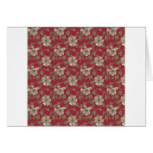 Rétro floral rouge carte de vœux